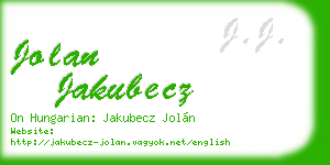 jolan jakubecz business card